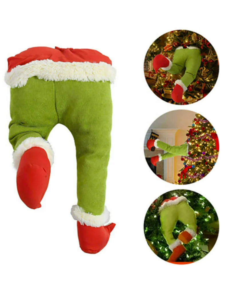Christmas Tree Decorations, Plush Doll Grinch Leg Ornament , Elf Body Decor, for Christmas Tree Holiday Party