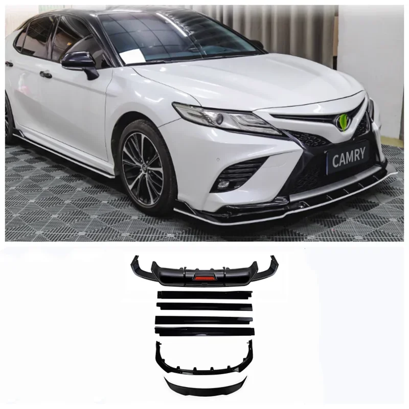 Черный бампер ABS для Toyota Camry 2018 2019 2020 2022 2023 передняя губа задний диффузор спойлер