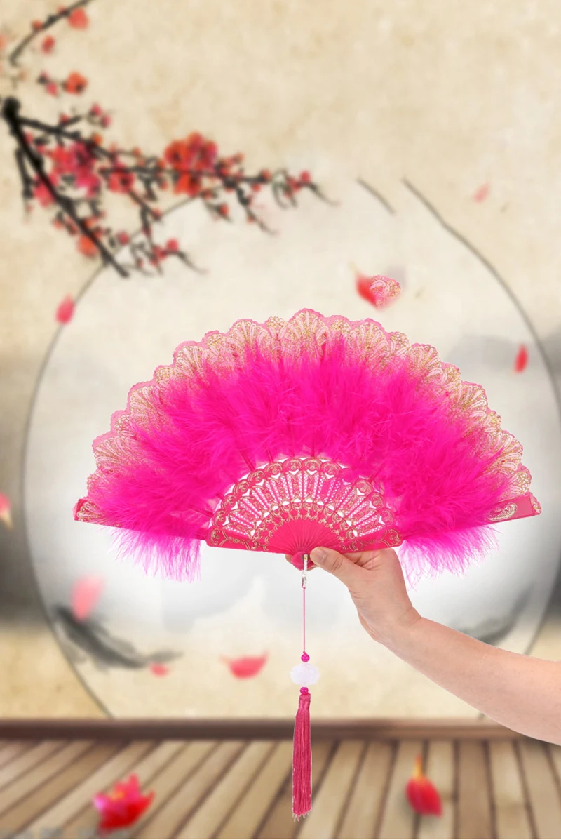 Китайский японский винтажный складной веер перо кружевной узор крафтовые веера