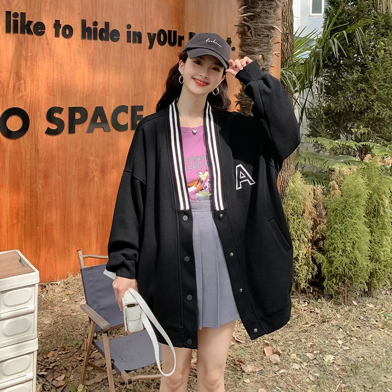 

SuperAen Jacket Coat Women Autumn 2023 New Loose Casual High-grade Street College Style Knit Top Jacket Women