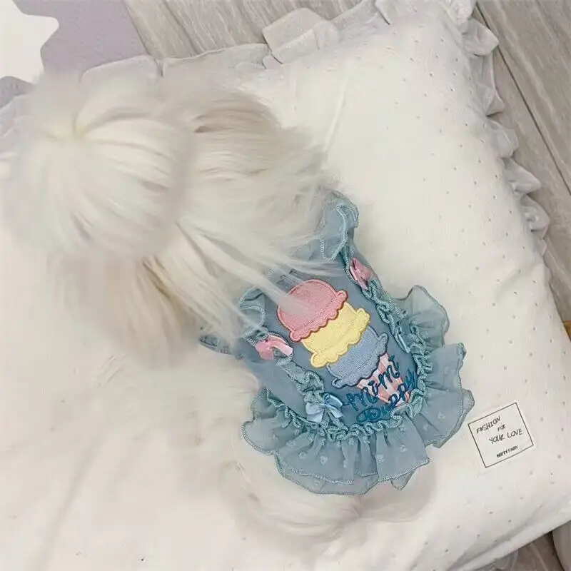 

Puppy Dog Cats Clothing Fashion Cute Icecream Print Dog Skirts Thin Cotton Breathable Dress For Small Medium Dog Pet Dog Clothes