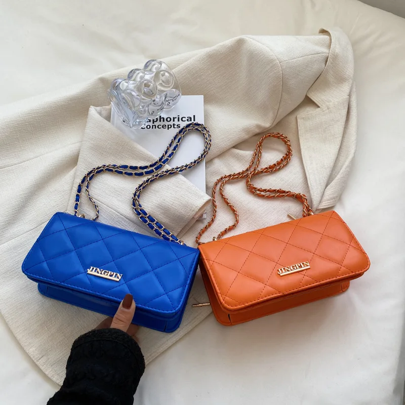 

Chain Shoulder Bag Woman 2022 Fashion PU Leather Solid Plaid Crossbody Bags for Women Small Phone Coin Purses Bolsa Feminina