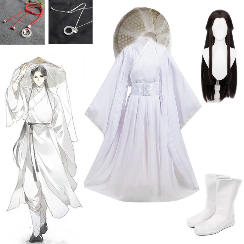 

Heavenly Officials Bless Cos Xie Lian Full Set Of Clothing Crown Prince's Ancient Attire Hanfu Yueshen Cos Wig Shoes Bamboo Hat