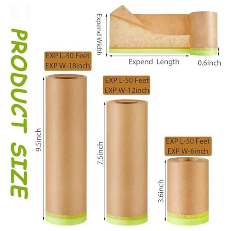 Предварительно нанесенная Маскировочная бумага для покраски клейкая Защитная