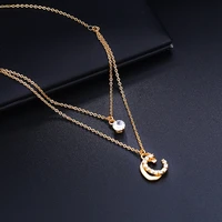 letter c design women pendant chain elegant 14k yellow gold filled luxury lady cocktail party wear simple style jewelry