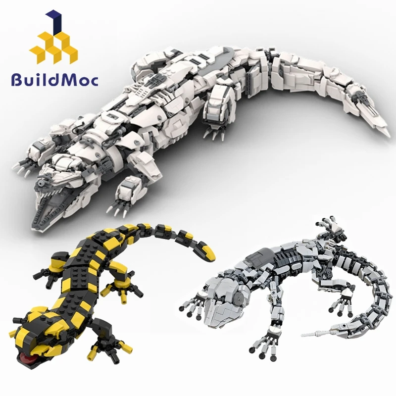 Buildmoc механический крокодил искусственные животные робот огонь саламандра