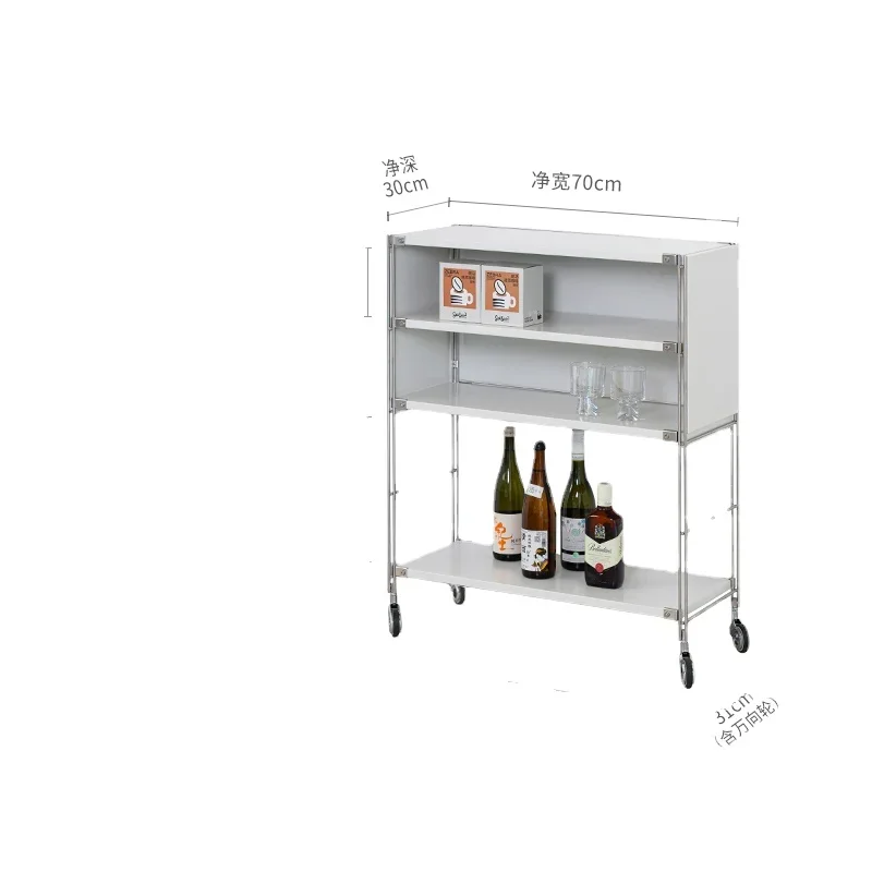 

ZL Living Room Trolley Tea Storage Steel Cabinet Nordic Sofa Storage