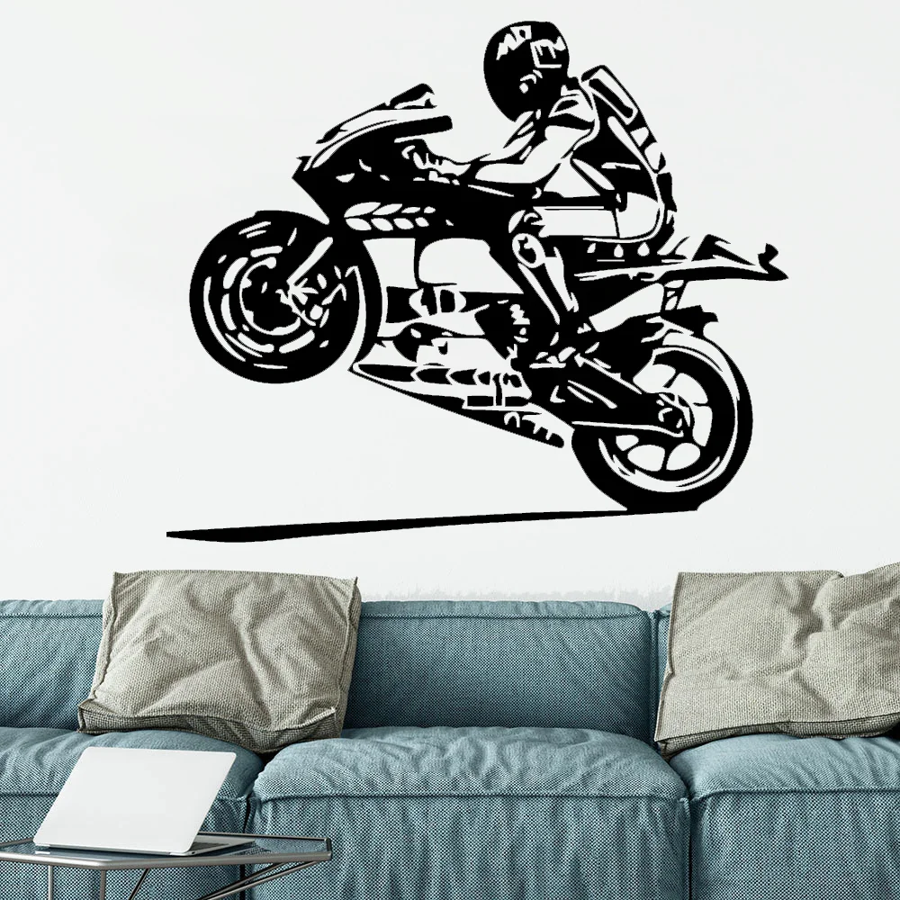 

Motorcycle Driver Wall Sticker Helmet Moto Gp Teenagers Boys Room Decoration Stickers Wall Decals Vinyl Home Art Mural