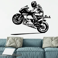 motorcycle driver wall sticker helmet moto gp teenagers boys room decoration stickers wall decals vinyl home art mural