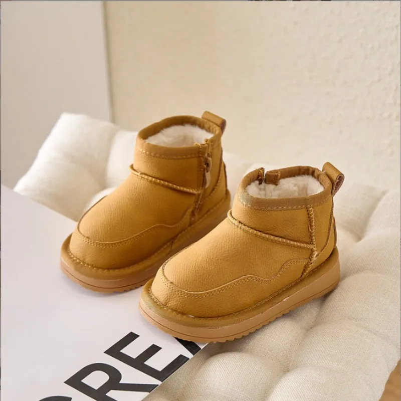 Children's retro soft top short boots autumn winter new styles handsome boys' velvet trendy girls' Oxford