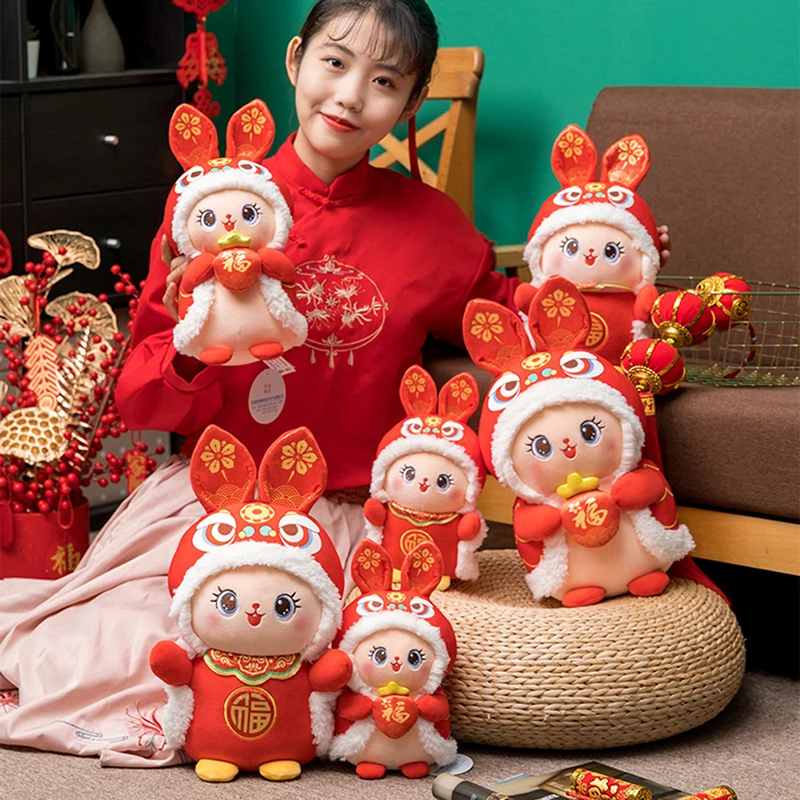 

Китайский праздник весны, кролик со знаками Зодиака, плюшевая игрушка, новогодние куклы-кролики, кавайная подушка, домашний декор, талисман,...