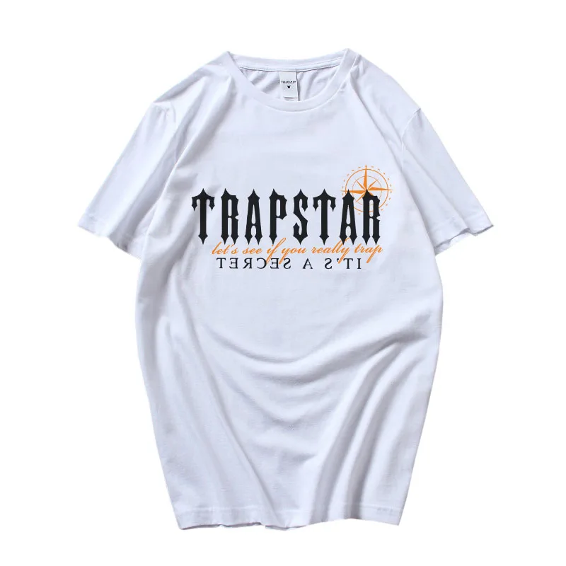 

Trapstar Design T Shirt Men Letter Art Print 100%Cotton Loose Black Unisex Tops Hip Hop Streetwear Goth Short Sleeve Graphic Tee