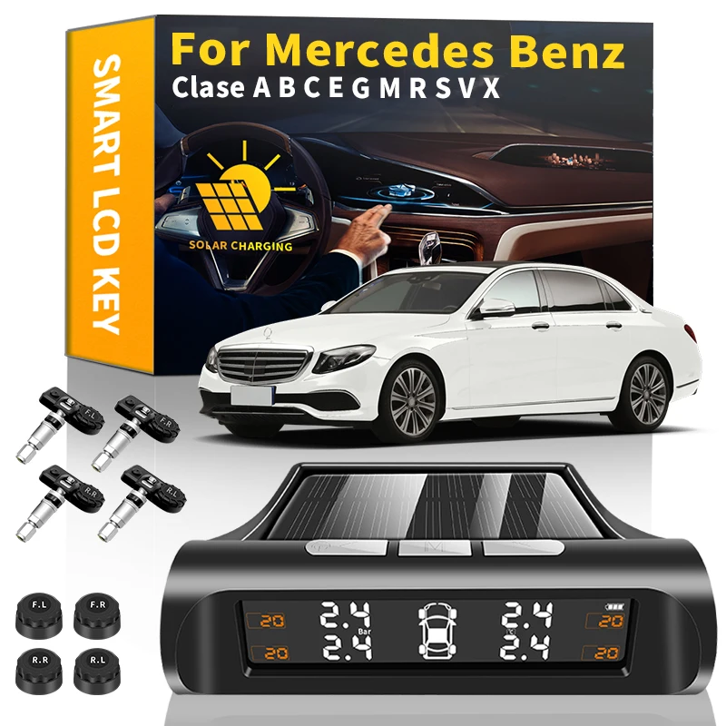 

Датчик давления в шинах для Mercedes Benz, цифровой прибор для контроля давления в шинах с питанием от солнечной энергии, с сигнализацией, для Mercedes...