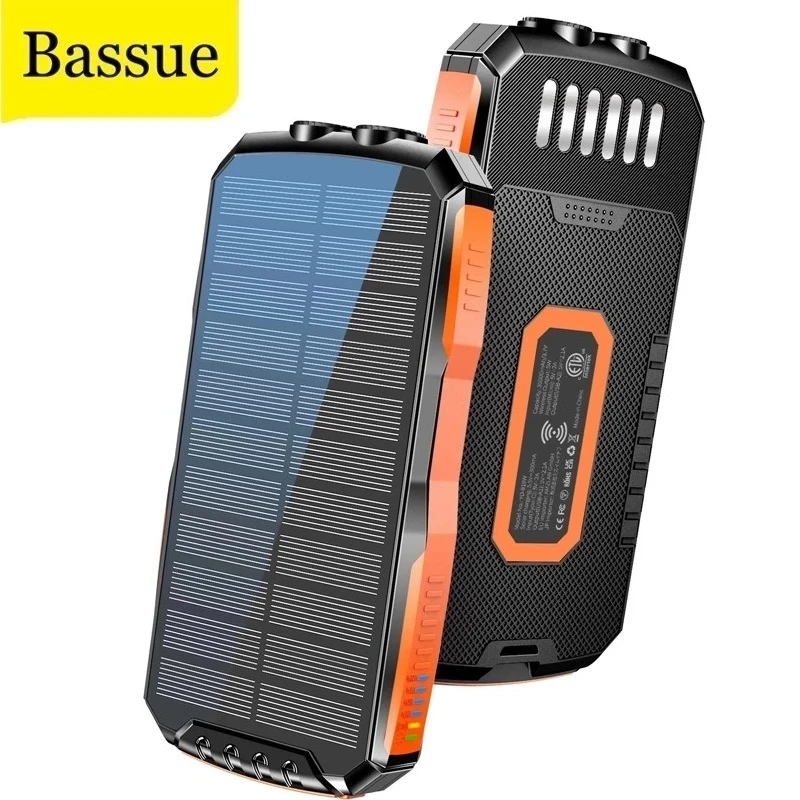 99000mAh Solar Power Bank Qi Wireless Charger for iPhone 12 Samsung S21 Xiaomi Powerbank Portable External Battery LED Poverbank