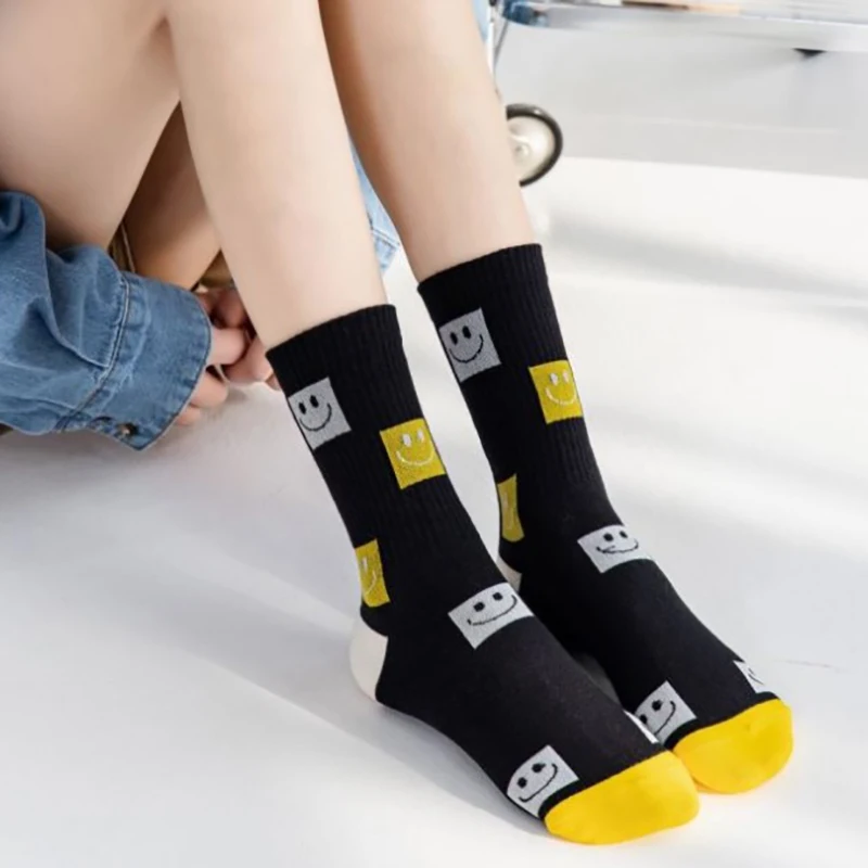 

Носки женские в стиле хип-хоп, парные спортивные длинные хлопковые Смешные счастливые женские носки в стиле Харадзюку, модные в Корейском с...