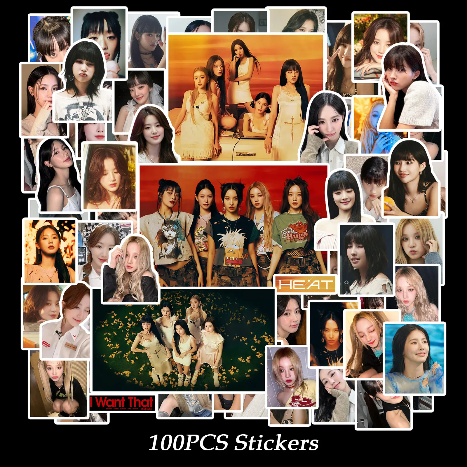 

100Pcs/Set Kpop GIDLE Combination Decorative New HEAT Stickers DIY Skateboard Luggage Hand Tent Waterproof Stickers