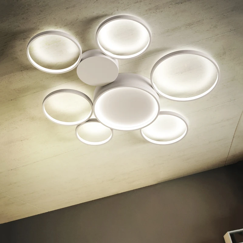 

Скандинавский пост-модерн, потолочные светильники для гостиной, креативная круглая лампа для спальни, простая атмосфера, круглая лампа для ресторана, выставки