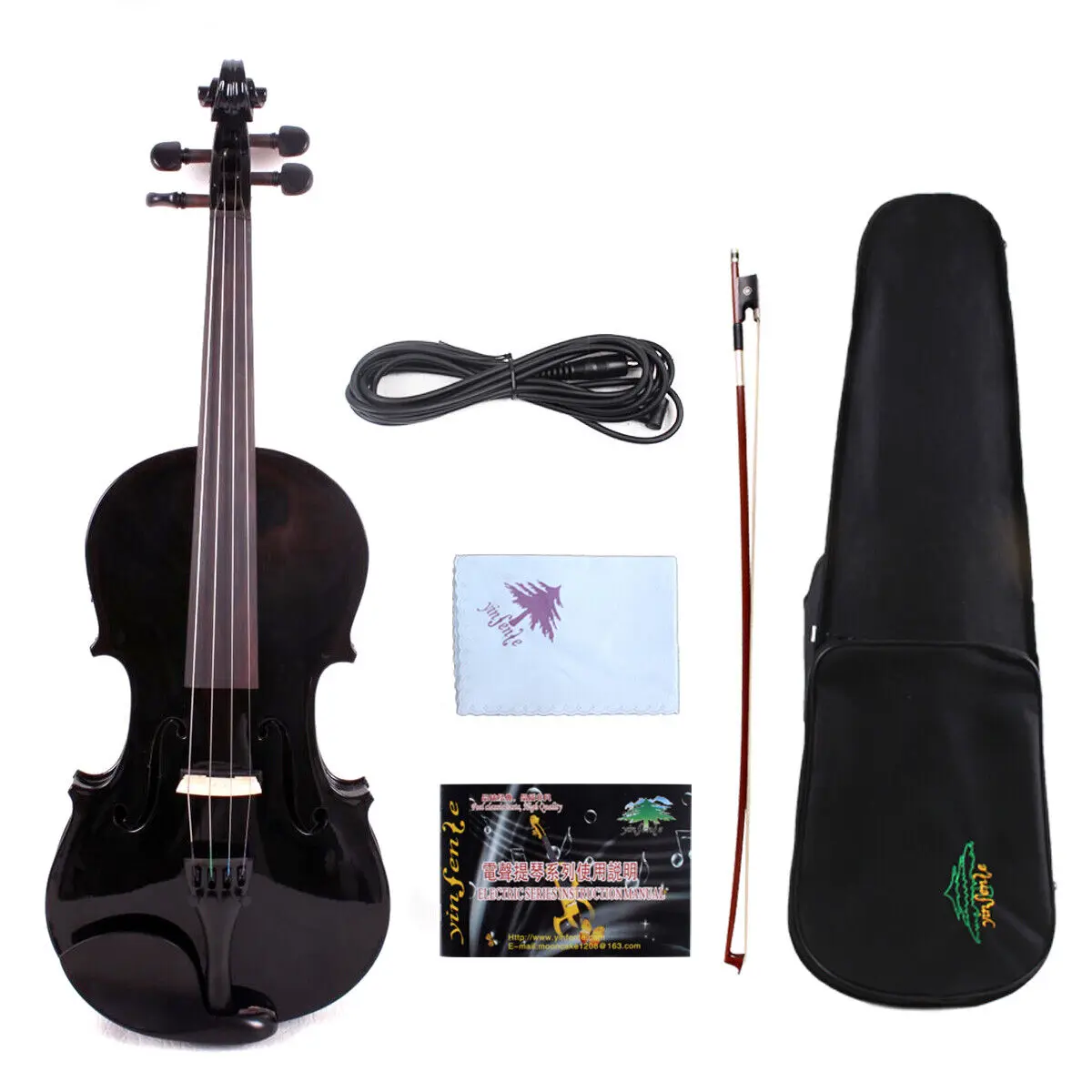 

black 4/4 Electric Acoustic violin Maple+Spruce Nice Sound Free Case&Bow#EV1