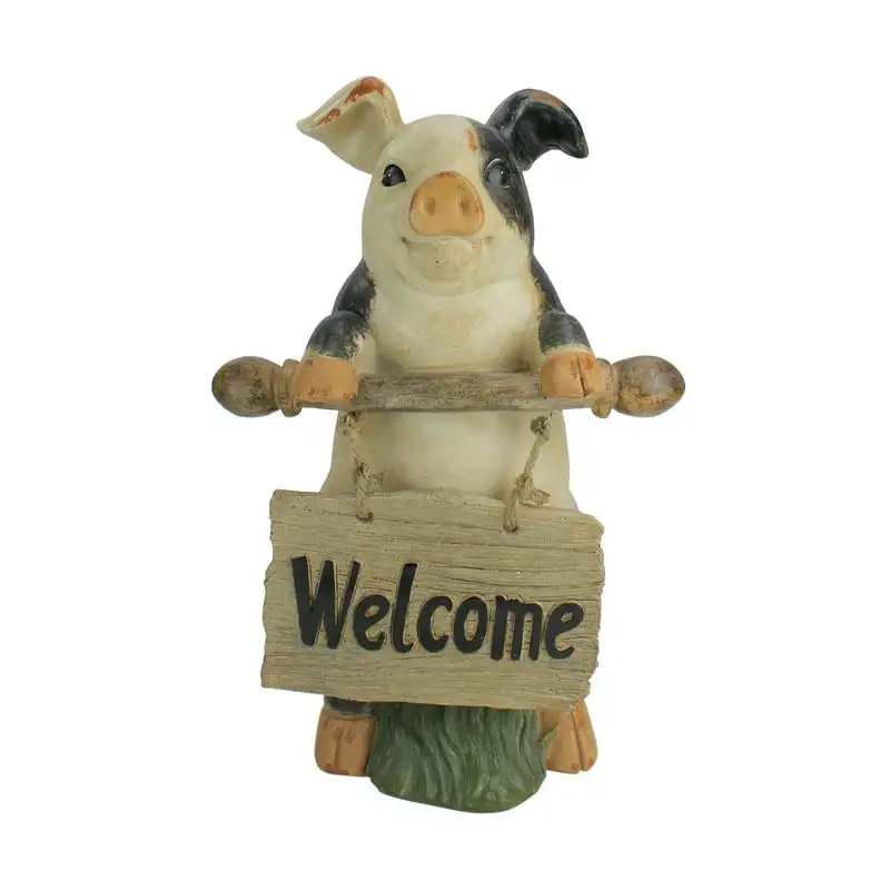 

Standing Pig with Welcome Sign Outdoor Garden Statue Initial d Bb gun full auto Metal signs vintage Real estate Bathroom decorac