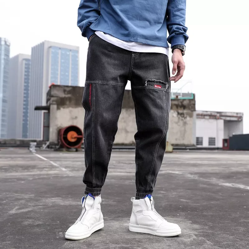 2022New Spring Summer Black Blue Cargo Jeans Men Streetwear Denim Jogger Pants Men Baggy Harem Jean Trousers Ankle-Length Men Cl