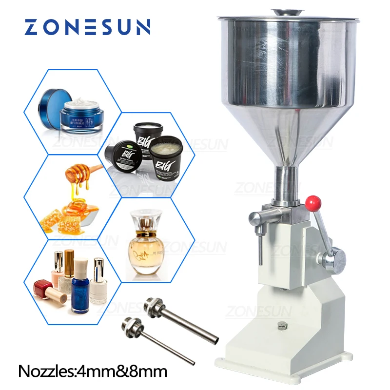 

ZONESUN Manual Food Oil Filling Machine Watercress Sauce Cream Honey Liquid Paste Packaging Equipment Shampoo Juice Filler