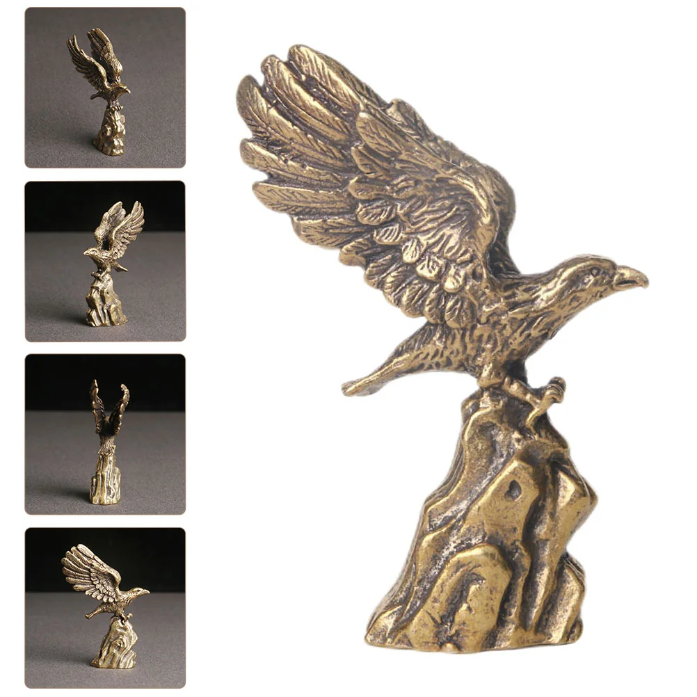 

Eagle Statue Animal Figurine Sculpture Brass Figurines Shui Feng Bird Figure Decor Bald Desktop Hawk Garden Ornament Gifts Retro