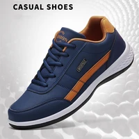 fashion men casual sneakers brand pu leather walking shoes breathable lace up male outdoor sports shoes for men casual size 46