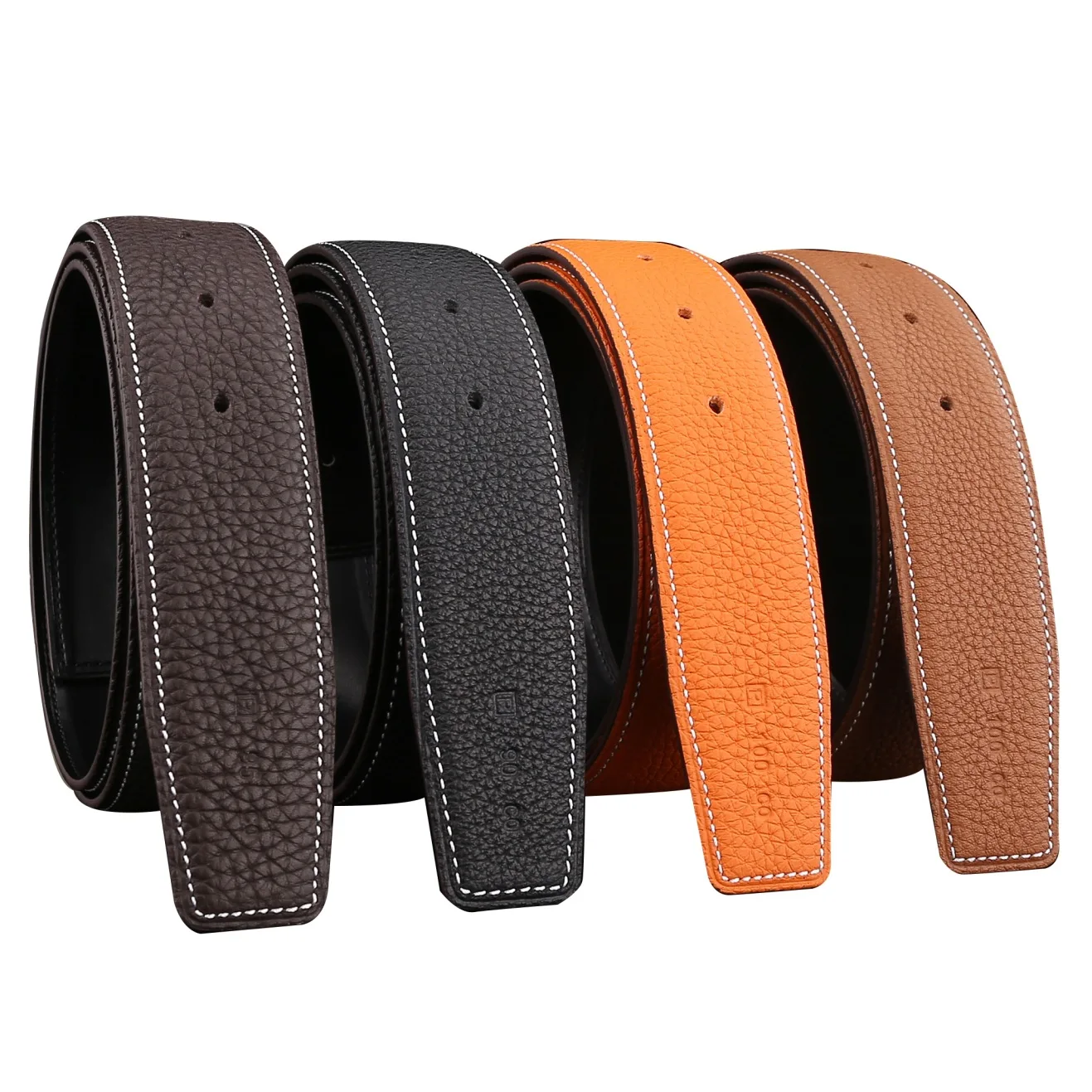 No-buckle Belt Luxury Brand H Belt Men's Genuine Leather Belt Jeans Lychee Pattern Belt Cinturones Hombre High Quality 3.8cm