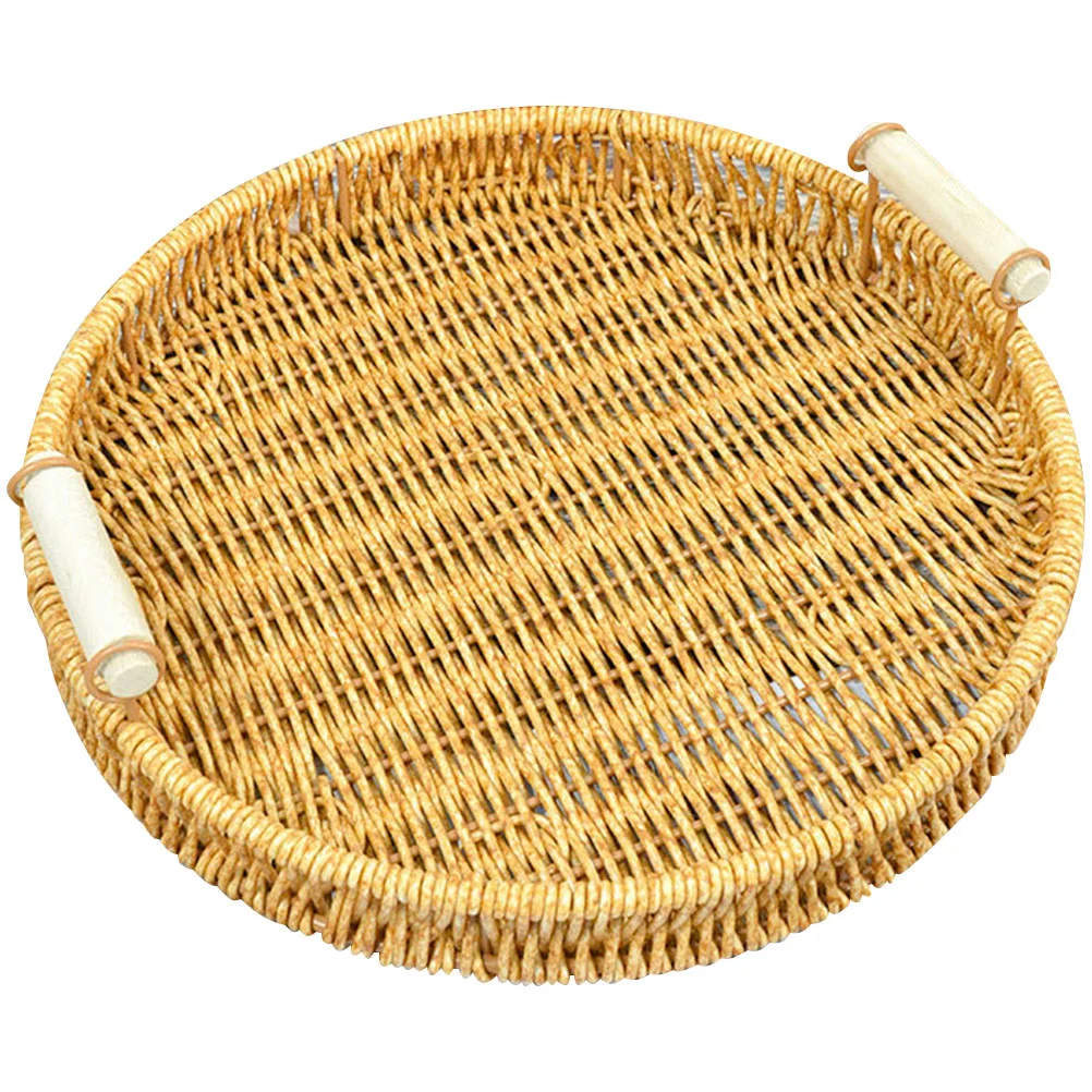 

Basket Storage Woven Fruit Rattan Tray Serving Bread Baskets Box Vanity Wicker Organizer Cake Countertop Toilet Centerpiece