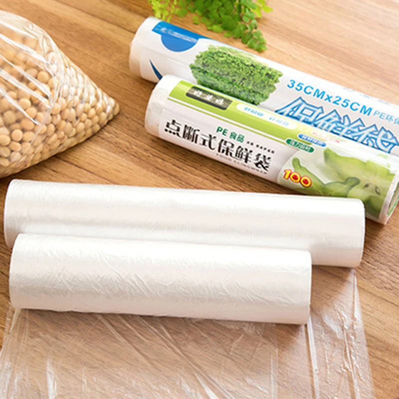 

1 рулон упаковочных пластиковых пакетов, одноразовая оберточная пленка для кухни, пакеты для сохранения свежести продуктов, вакуумные пакеты для хранения фруктов