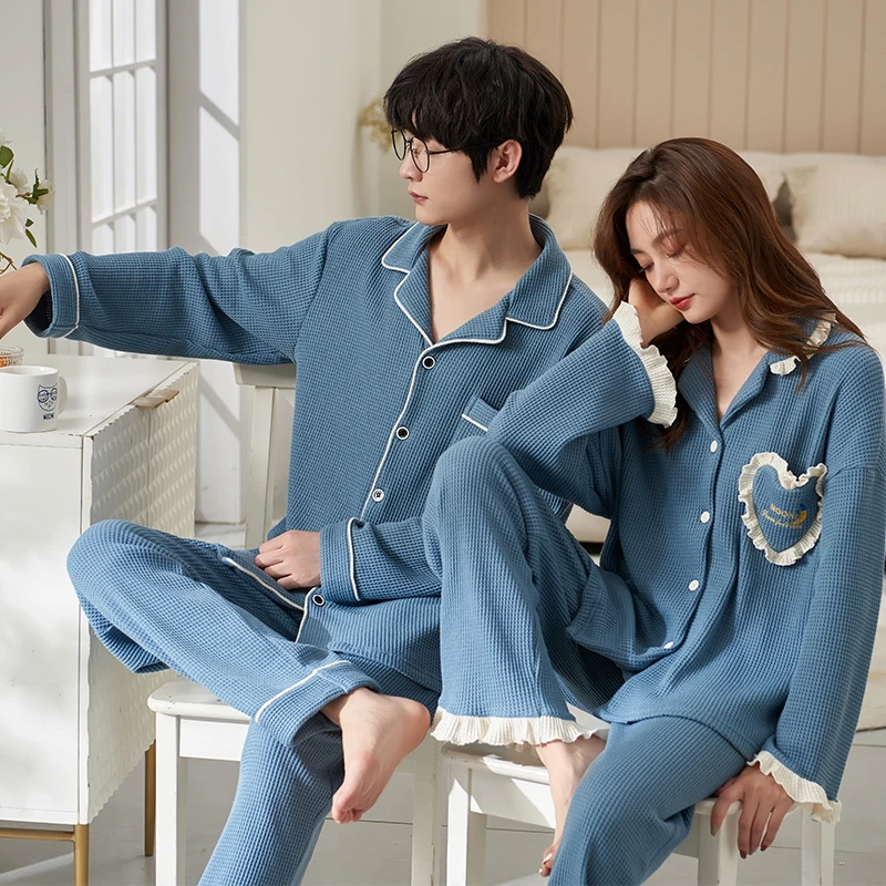 QUHENG cotton Men Pajamas Women Sets for Winter Thick Warm Long Sleeve Trousers Sleepwear 2 Piece /Set Home Clothing Male