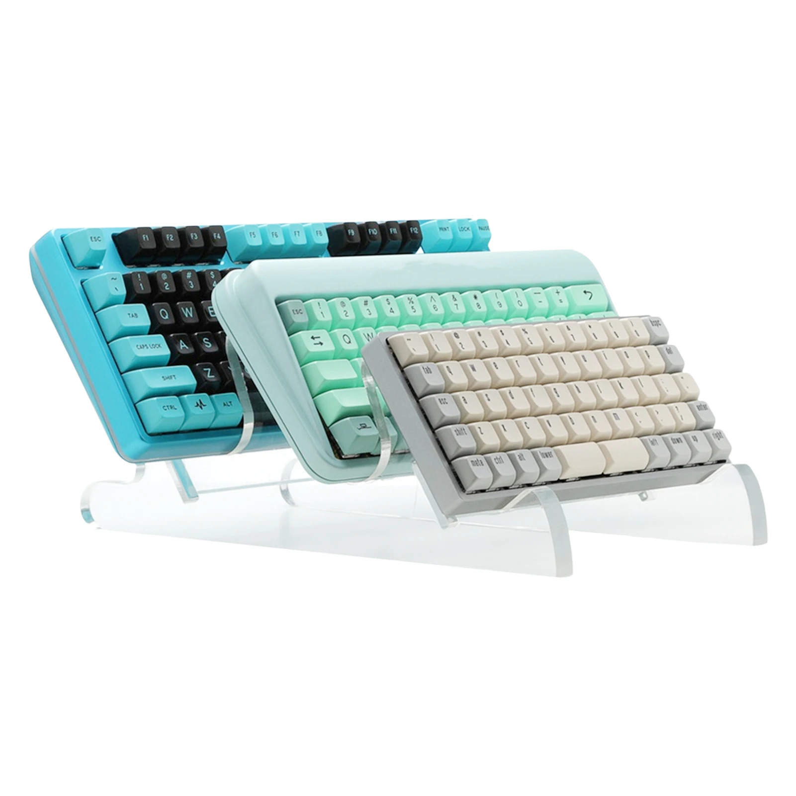 

Acrylic Display Stand Support Three Keyboards Display Shelf For Mechanical Keyboard Storage Display Rack