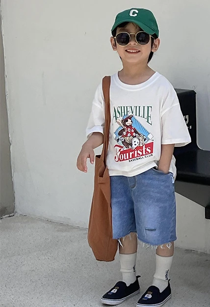 

Children Clothes Children Cotton Short-sleeved 2023 New Summer Clothing Korean Cartoon Girls' T-shirt Summer Casual Half Sleeve