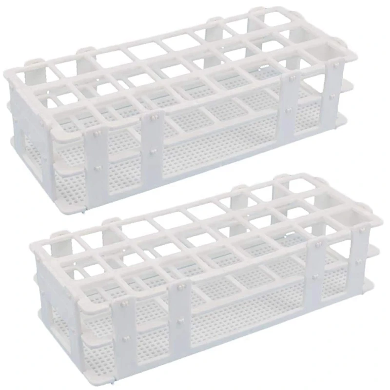 

6Pcs Plastic Test Tube Rack 24 Holes Lab Test Tube Rack Holder For 25Mm Test Tubes, Detachable, White