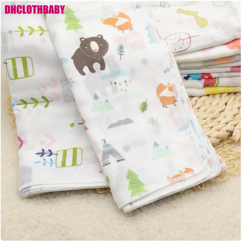 Cotton Small Square Towel Boy Girl Uni Gauze Muslin Soft Light Baby Washcloth Face Towel Handkerchief 25x25cm