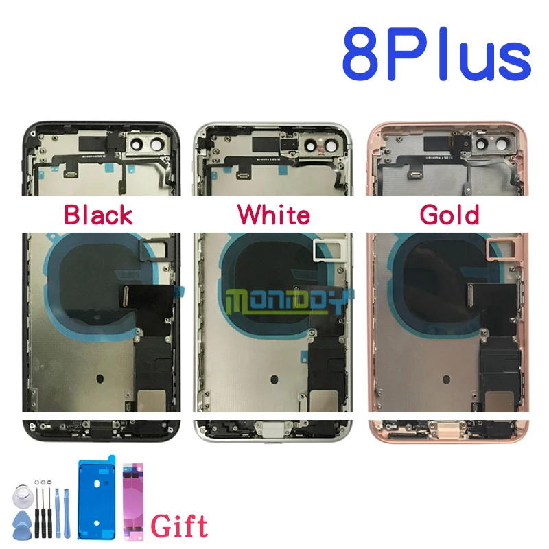 

AAAQuality Full Back Cover For Iphone 8 Plus I8 8G 8Plus Housing Battery Door Middle Chassis Frame Assembly Rear with Flex Cable