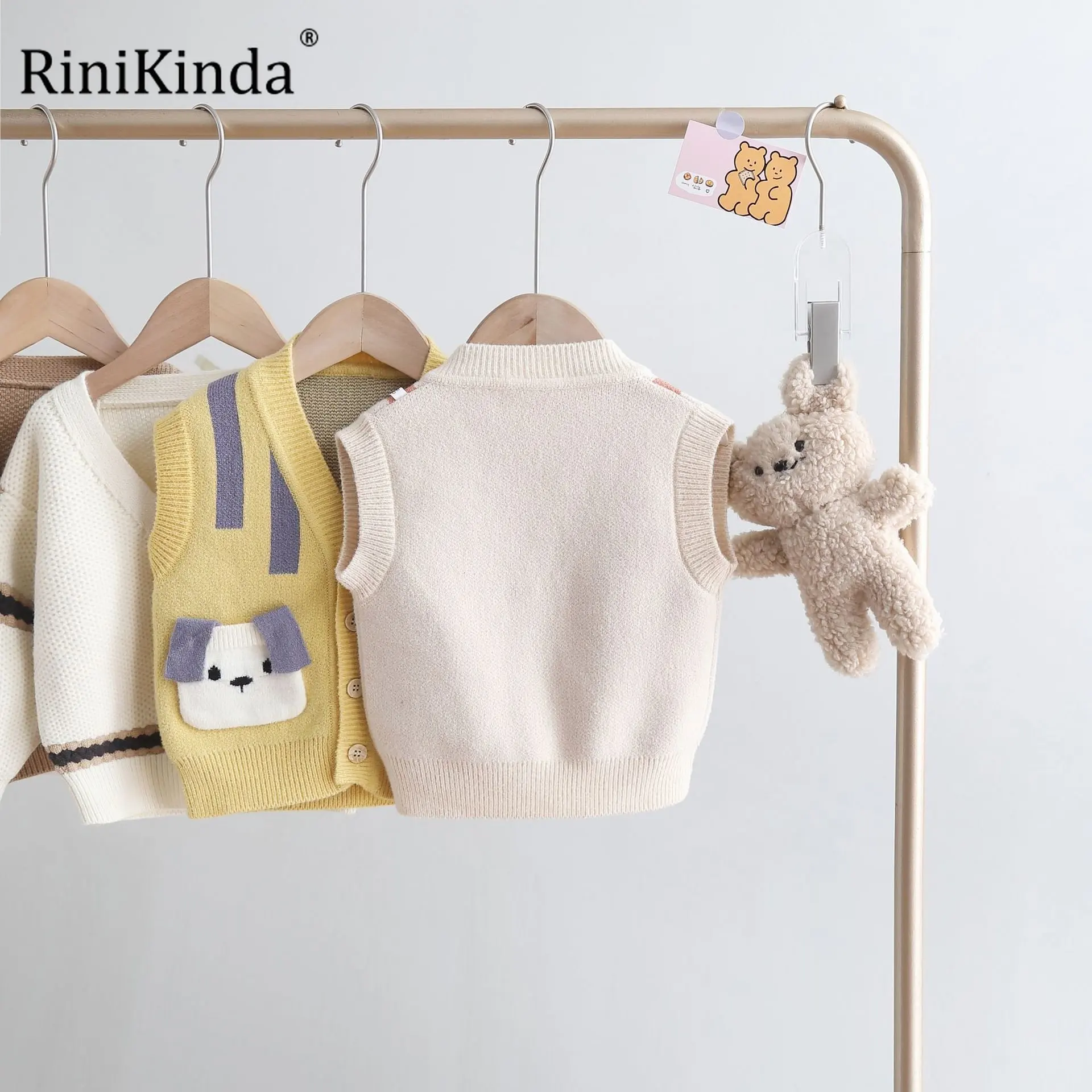 

RiniKinda Girl Boy Children's Vest Cardigan Cartoon Vests Waistcoats Baby Home Clothes Toddler Girl Autumn Winter Clothes