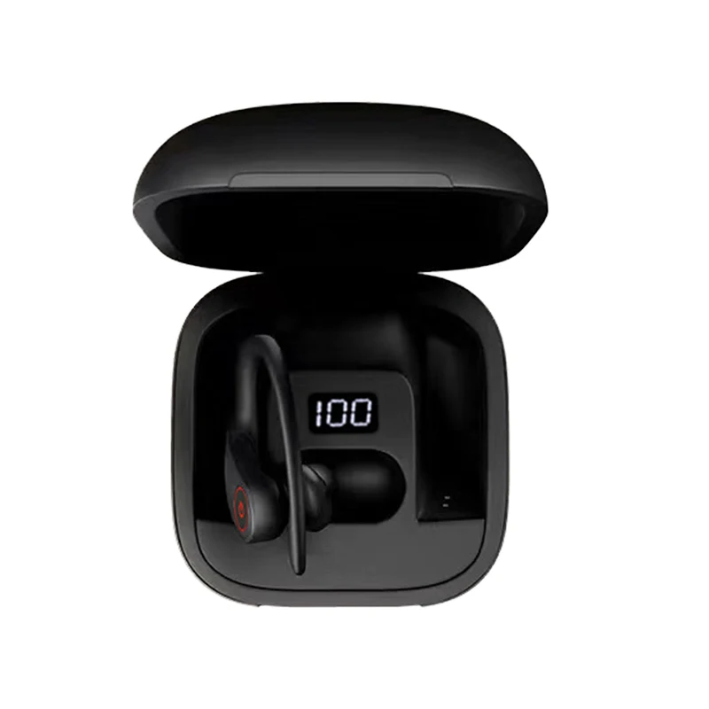 

Черная Беспроводная гарнитура с шумоподавлением, Earhook для спорта, поддержка звонков 5,0, наушники высокой емкости с аккумуляторами