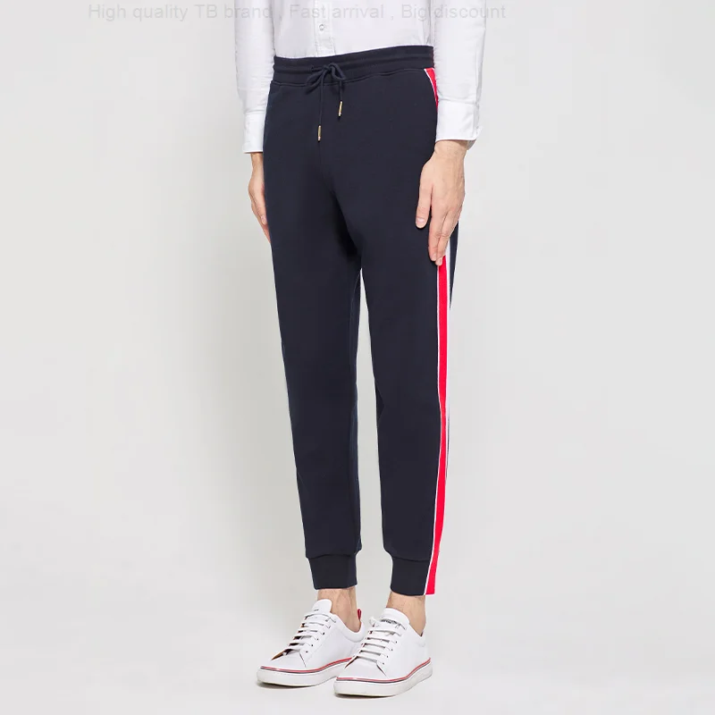 Sweatpants TB THOM Men's Lightweight Comfortable RWB Side Seam Stripe Joggers Trousers Korean Fashion Straight Stretch Pants