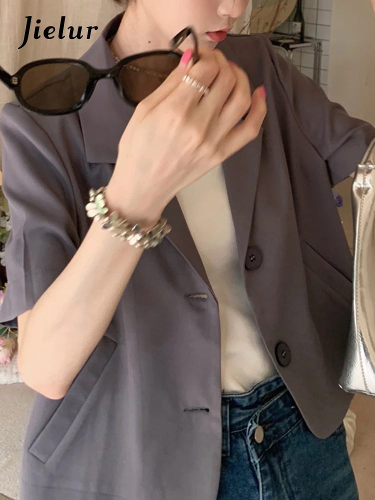 Jielur Женский офисный костюм Летняя короткая куртка во французском стиле рабочая