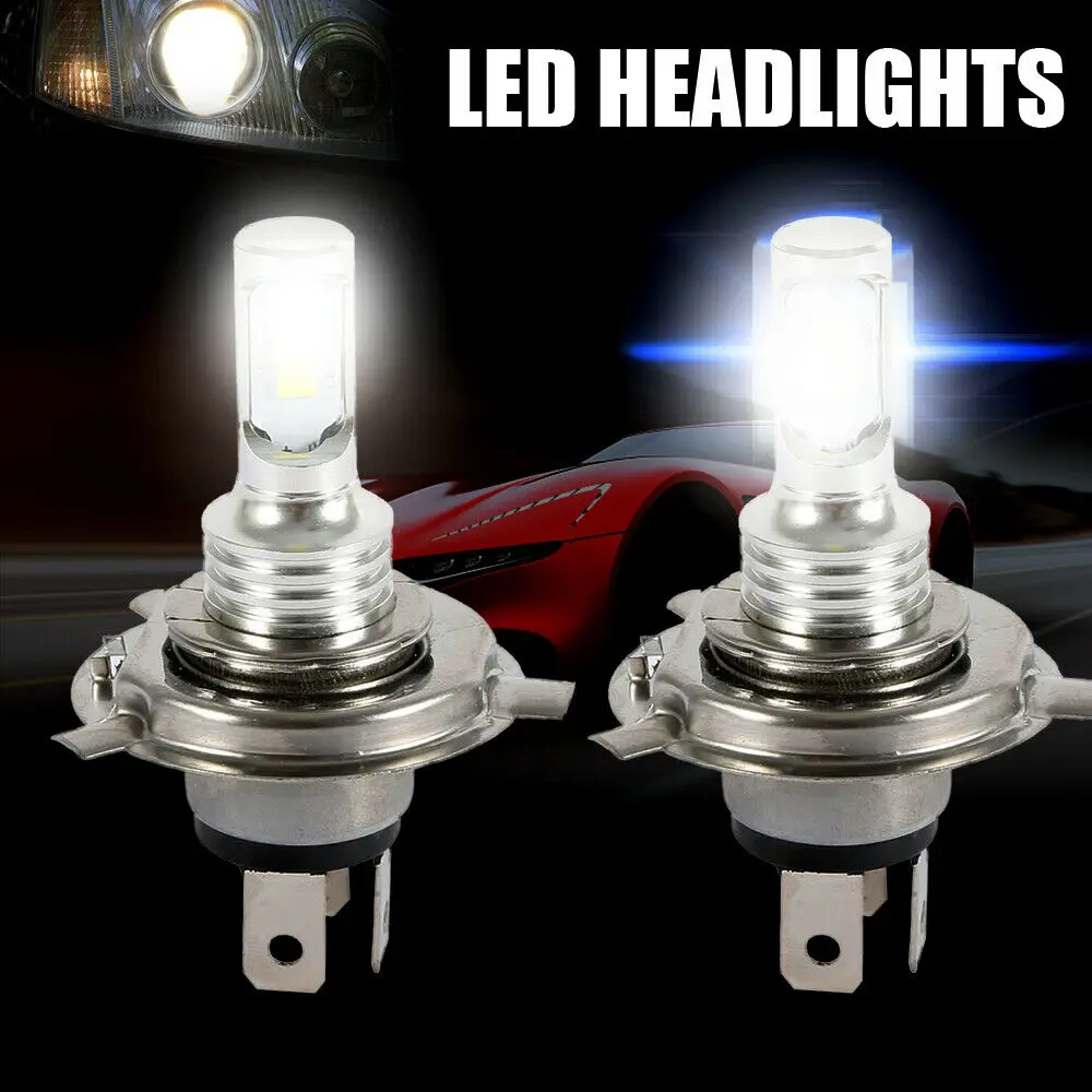 

2Pcs H4 LED Bulbs Super White Xenon Headlight Set High Low Beam Car Headlamp