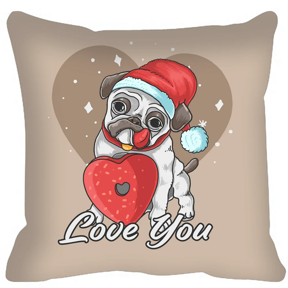 

Home Decoration Funny Pug Pattern Square Cushion Pillow Case Cover