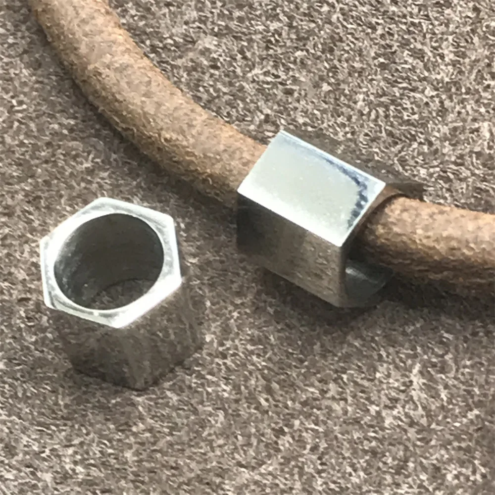 Бусины 6 мм из полированной нержавеющей стали с большим отверстием и