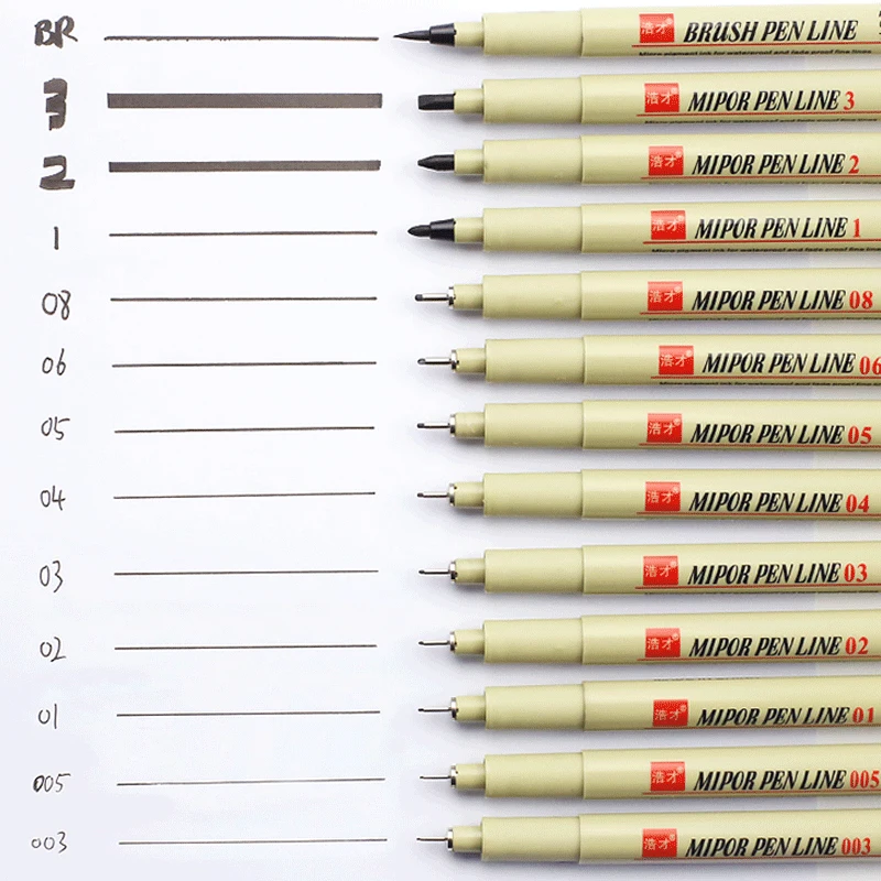 1 Pcs Pigment Liner Pigma Neelde Pen Micron Marker Pen 005 01 02 03 04 05 08 Brush Different Tip Black Fineliner Sketching Pen