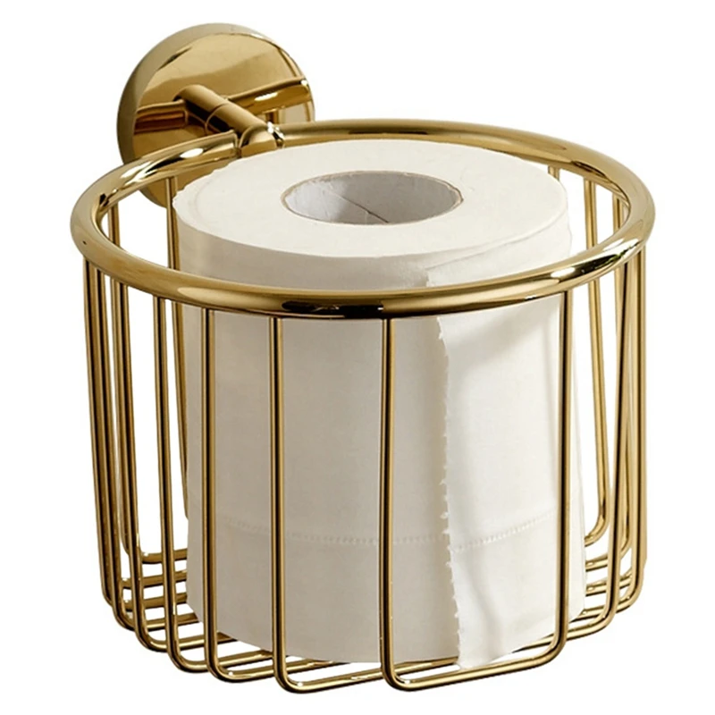 

Creative Wooden Aluminum Tissue Holder Wall Mounted Bathroom Toilet Paper Rack Hollow Storage Basket Home Supplies