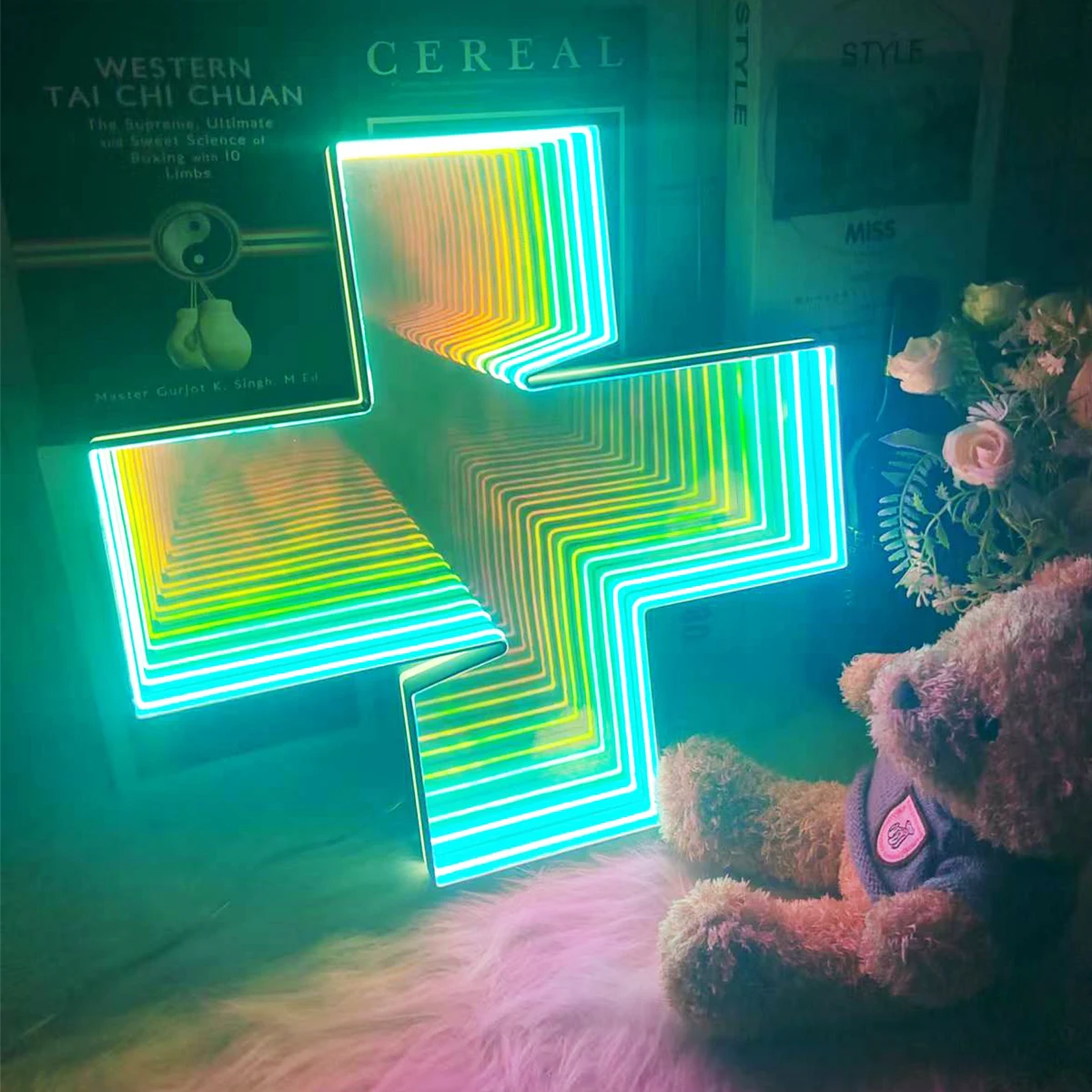 Пользовательский логотип 3d вывеска светодиодное круглое зеркало бесконечное