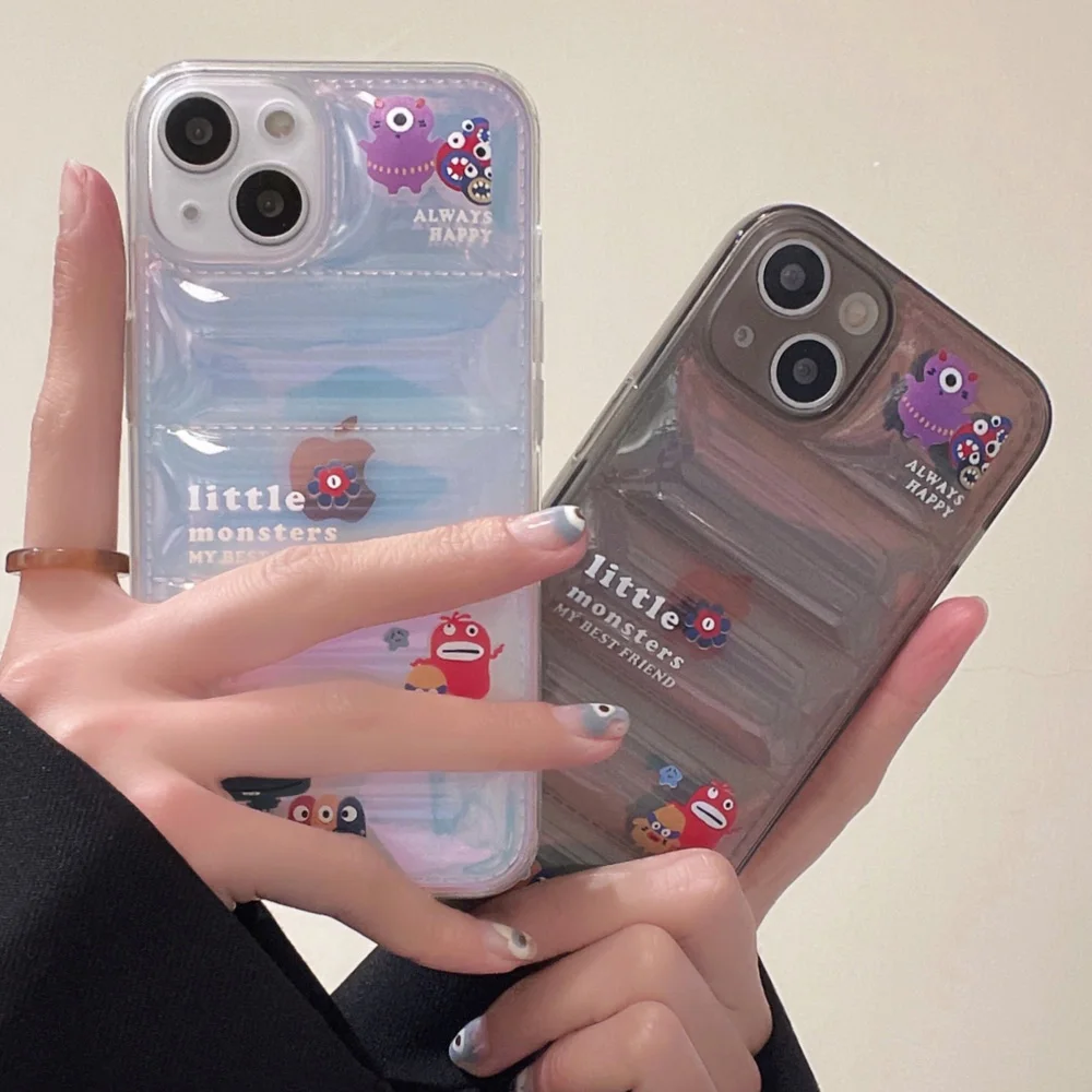 

Case For iPhone 11 Cases Transparent The Puffer Coque iPhone 12 Pro 13 Pro Max X XR XS Max iPhone11 7 8 Plus Wave Pattern Covers