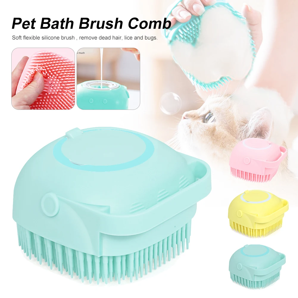 

Soft Silicone Dog Brush Pet Shampoo Massager Bath Brush Bathroom Puppycat Washing Massage Dispenser Grooming Shower Brush
