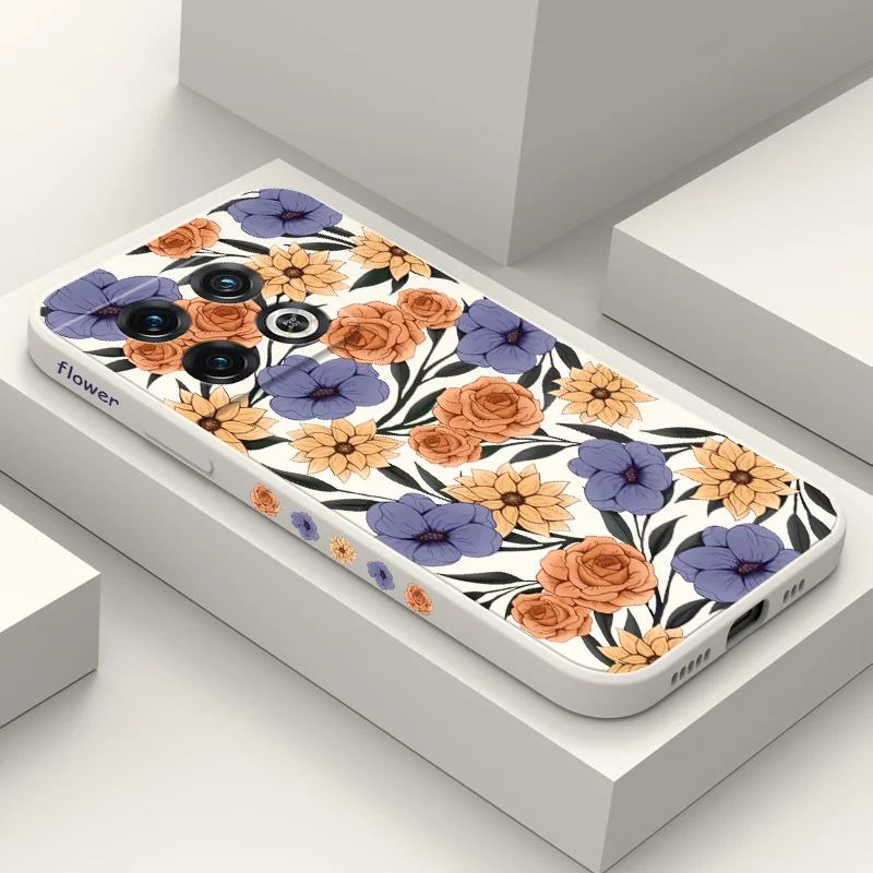 

Full Flowers Phone Case For Oneplus 11 11R 10 10R 10T 9R 9RT 9 8T 8 7 7T Pro 5G Liquid Silicone Cover
