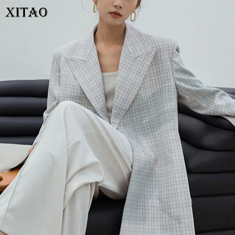 

XITAO Two Piece Set Print Pattern Women Fashion Full Sleeve Single Top Side Slit Jacket High Waist Straight Shorts WMD4891